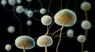 Close-up of fungal spores